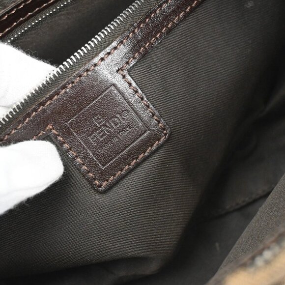 FENDI Logo Zucca Pattern Shoulder Hand Bag Canvas Leather Brown Gold - Picture 15 of 16